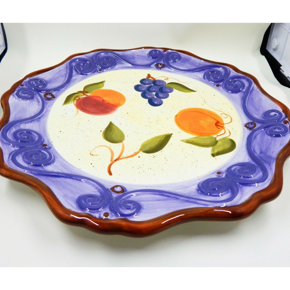 Tabletops Unlimited Hand-painted Medici Pattern Round Dinner Plate 11" - Picture 6 of 11